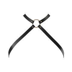 Портупея з екошкіри Bijoux Indiscrets MAZE &mdash; Cross Chest Harness Black SO6635 фото