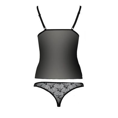 Комплект білизни MELISSA SET black XXL/XXXL - Passion: ліф-сорочка зі шнурівкою і трусики EL15906 фото