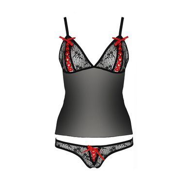 Комплект білизни MELISSA SET black XXL/XXXL - Passion: ліф-сорочка зі шнурівкою і трусики EL15906 фото