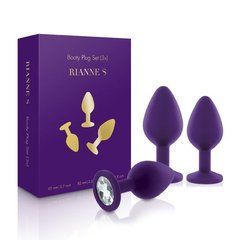 Набір силіконових анальних пробок із кристалом Rianne S: Booty Plug Set Purple, діаметр 3,2см, 3,5см, 4,2см SO3908 фото