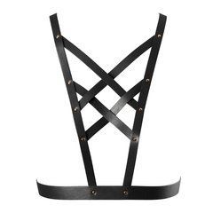 Портупея з екошкіри Bijoux Indiscrets Maze &ndash; Cross Cleavage Harness Black SO5915 фото
