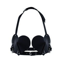 Ліф Серце з натуральної шкіри Feral Feelings - Hearts Bra Black SO9414 фото