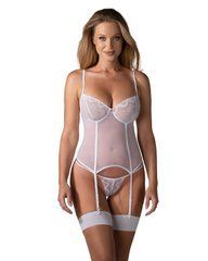 Корсет Obsessive Alissium corset & thong, XL/2XL, гнучкі кісточки, відкрита спина, стрінги в комплек SX0602 фото