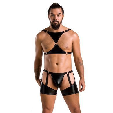Комплект еротичної чоловічої білизни Passion 047 SET JOHN XXL/XXXL Black, труси, портупея SO7614 фото