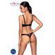 Комплект з екошкіри Celine Bikini black L/XL &mdash; Passion: відкритий бра зі стрічками, стрінги зі шнурі SO6400 фото 2