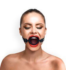 Кляп-розширювач силіконове кільце Art of Sex &ndash; Gag Ring, чорний, натуральна шкіра SO6707 фото