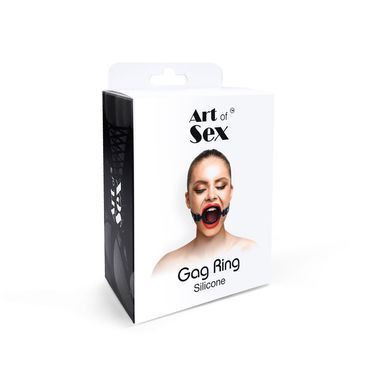 Кляп-розширювач силіконове кільце Art of Sex &ndash; Gag Ring, чорний, натуральна шкіра SO6707 фото