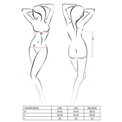 Боді монокіні з відкритими грудьми JUSTINA BODY black XXL/XXXL - Passion EL15403 фото