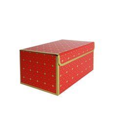 Подарункова коробка червона з золотим геометричним малюнком, L &mdash; 25,3&times;18&times;13,5 см SO8911 фото