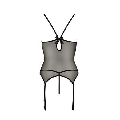 Корсет з пажами MELANIA CORSET black XXL/XXXL - Passion, трусики, напівпрозорий EL16309 фото