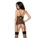 Корсет з пажами MELANIA CORSET black XXL/XXXL - Passion, трусики, напівпрозорий EL16309 фото 2
