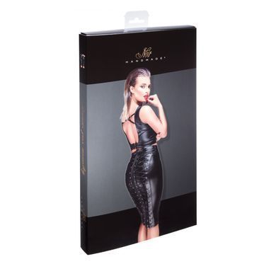 (SALE) Спідниця-олівець зі шнурівкою Noir Handmade F152 Powerwetlook pencil skirt, S, з мокрим ефектом SX0029 фото