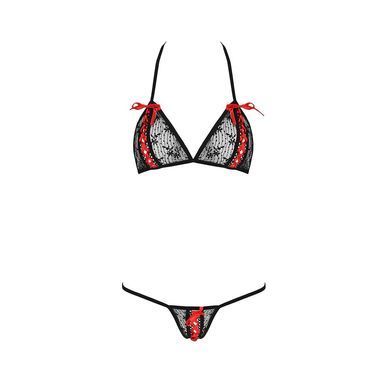 Комплект білизни MELISSA BIKINI black XXL/XXXL - Passion: ліф зі шнурівкою і трусики стрінги EL15903 фото